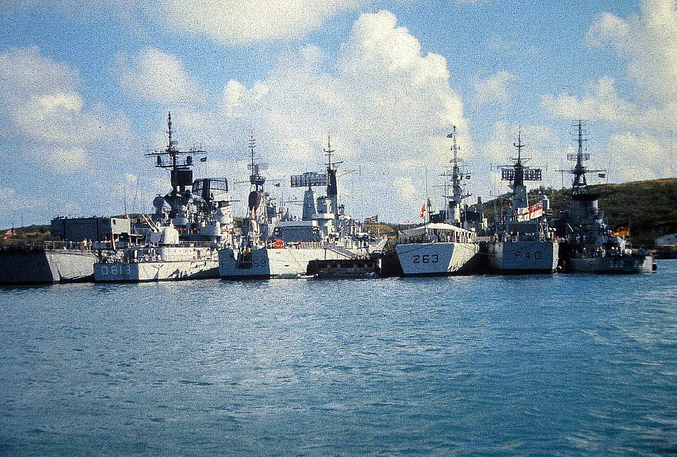 Ships tied up at Roosevelt Roads, P.R., Feb., 1974.