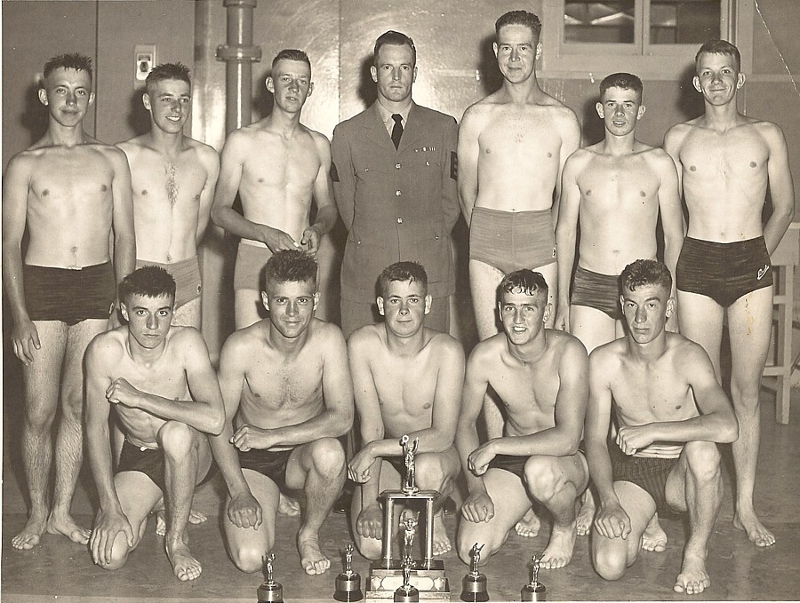 Royal Canadian Navy : HMCS Cornwallis : swimming trophy winners, 1960.