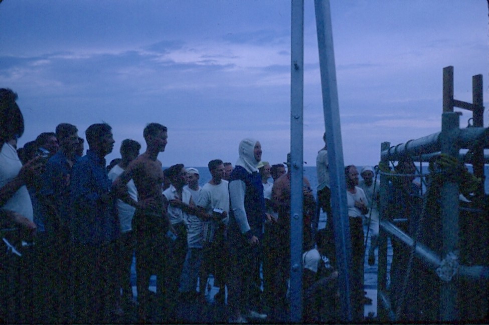 Royal Canadian Navy : HMCS Qu'Appelle crosses the equator.