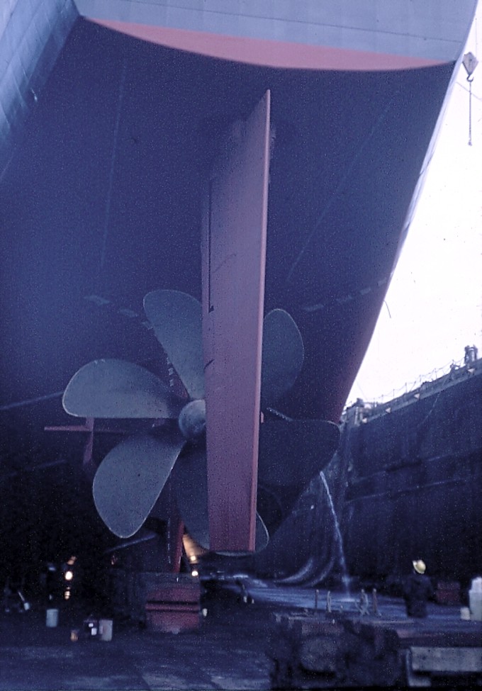 Royal Canadian Navy : HMCS Provider in drydock.