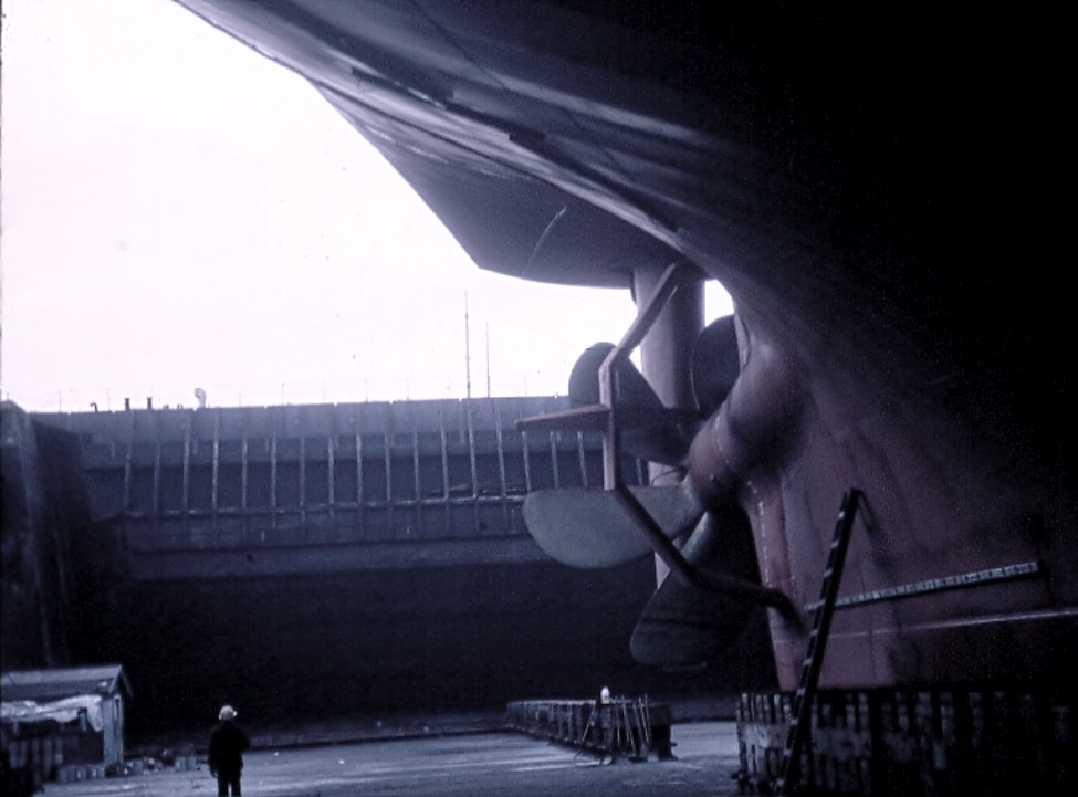 Royal Canadian Navy : HMCS Provider in drydock.