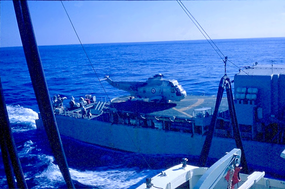 Royal Canadian Navy : HMCS Fraser receiving groceries.