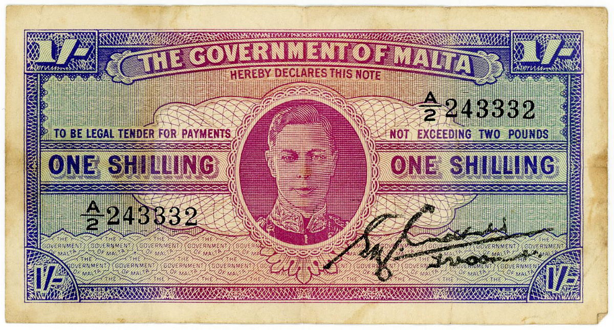 Malta banknote, 1945