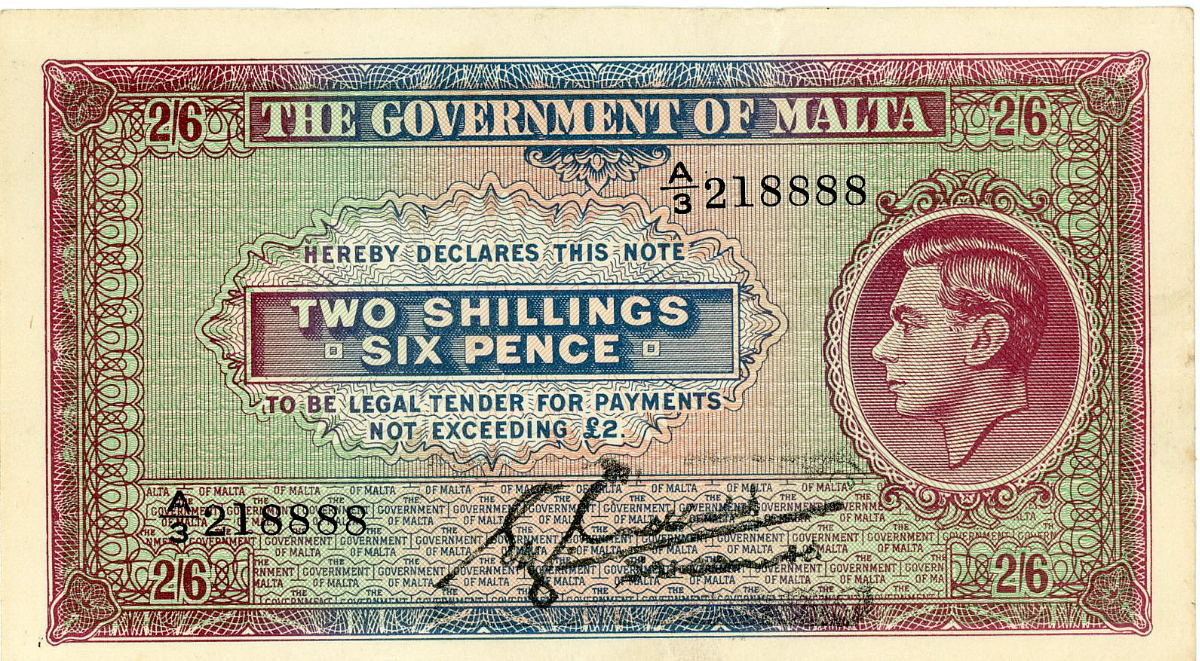 Malta banknote, 1945