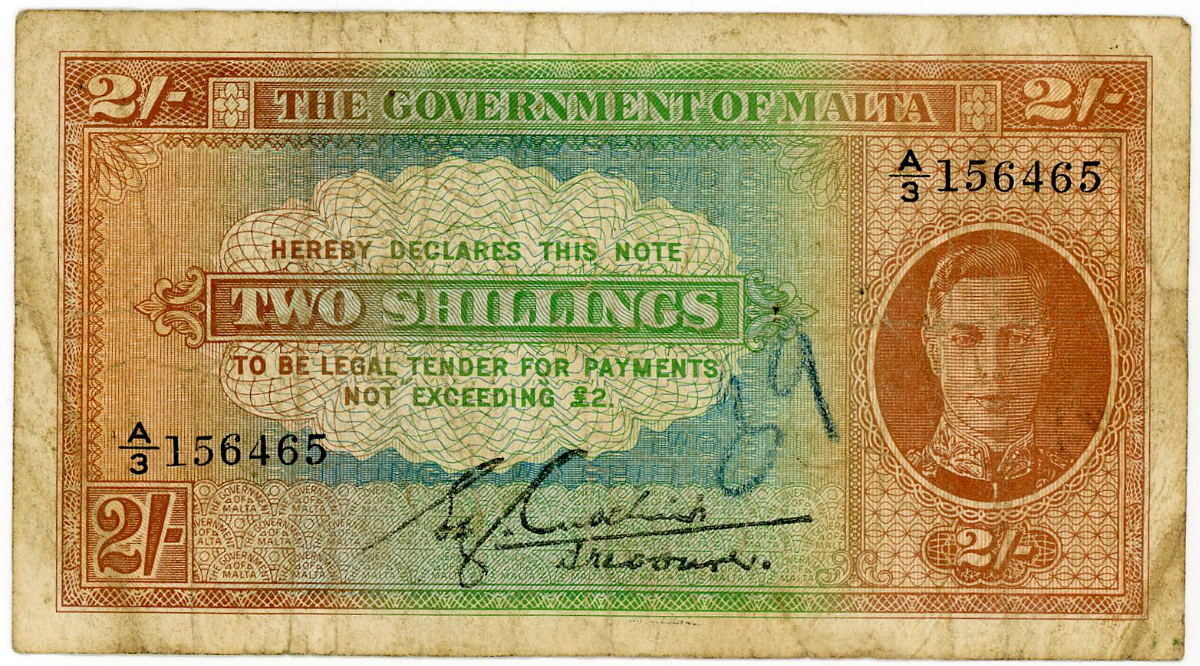 Malta banknote, 1945