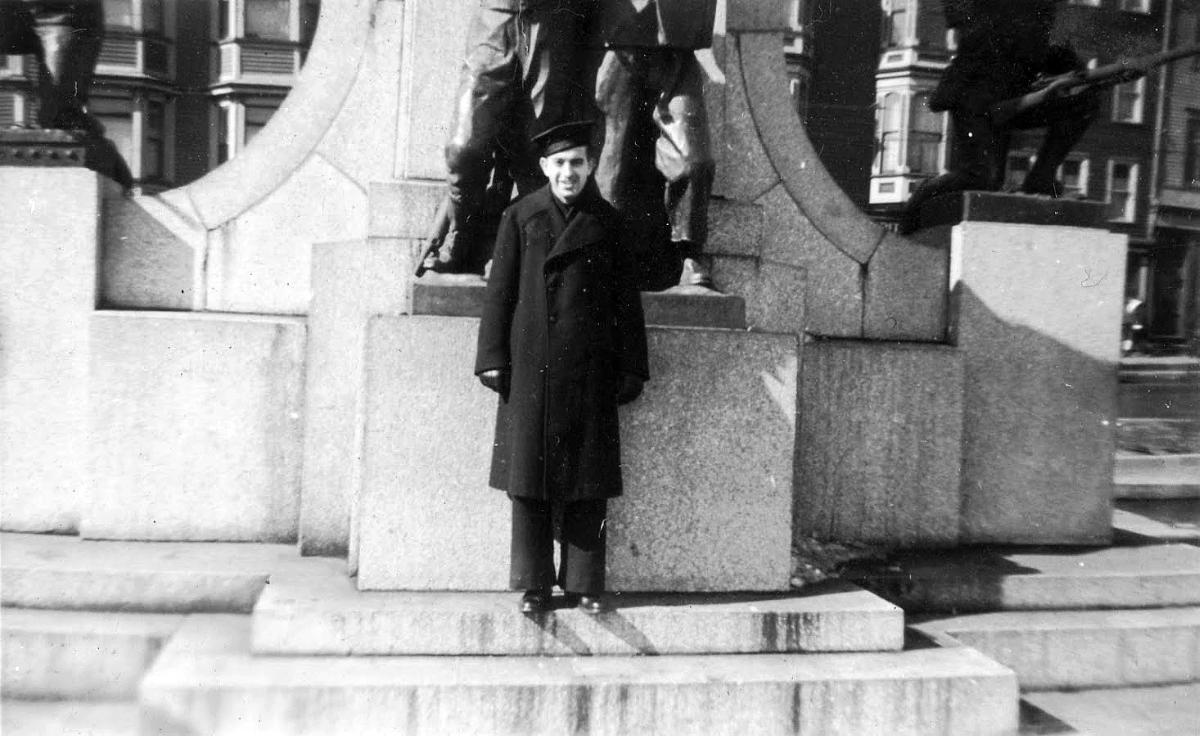 Ted Heffernan at war memorial.