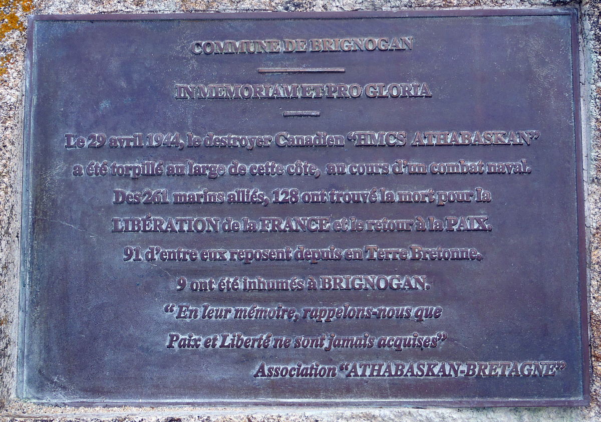 HMCS Athabaskan memorial plaque