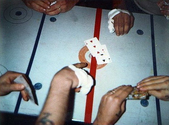 Royal Canadian Navy : Card hockey tournament on HMCS Okanagan.