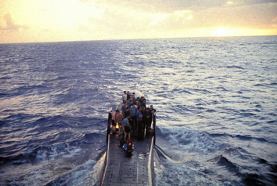 Royal Canadian Navy : HMCS Okanagan Barbeque at sea, Feb., 1974.