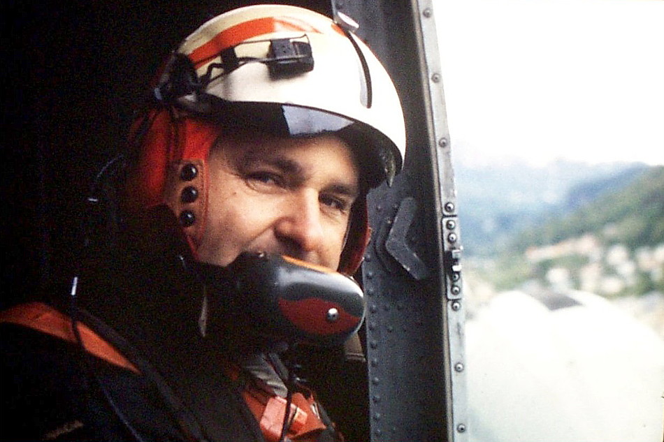 Helicopter crew member Bob Dolomont, 1977.