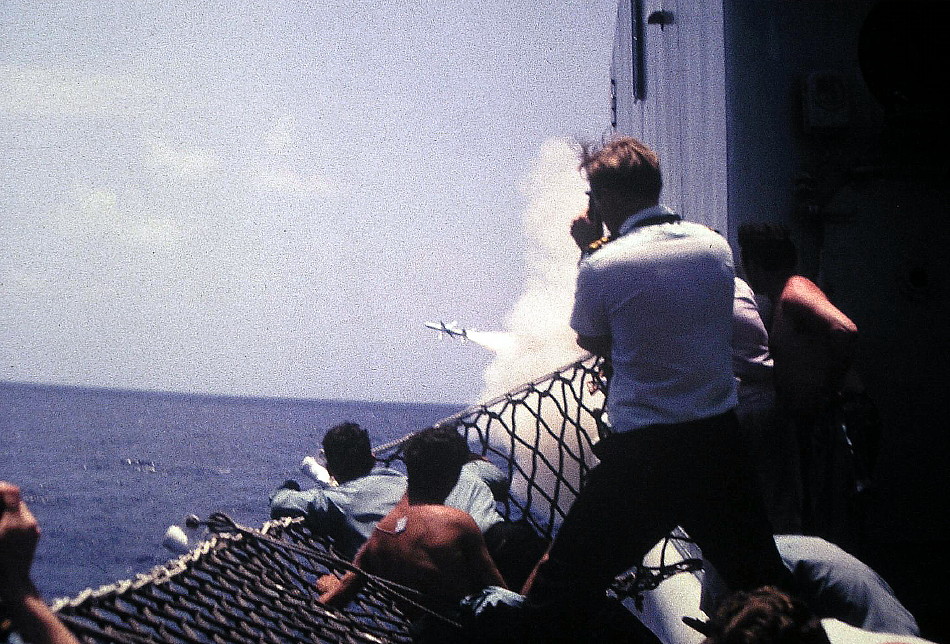 Royal Canadian Navy : HMCS Iroquois, Test Firing Missiles, 1980.