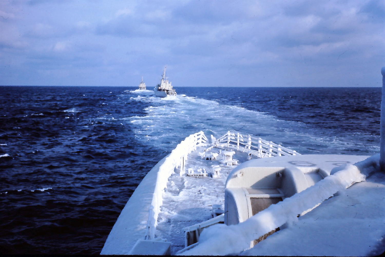 Ships sailing line ahead. HMCS Ottawa.