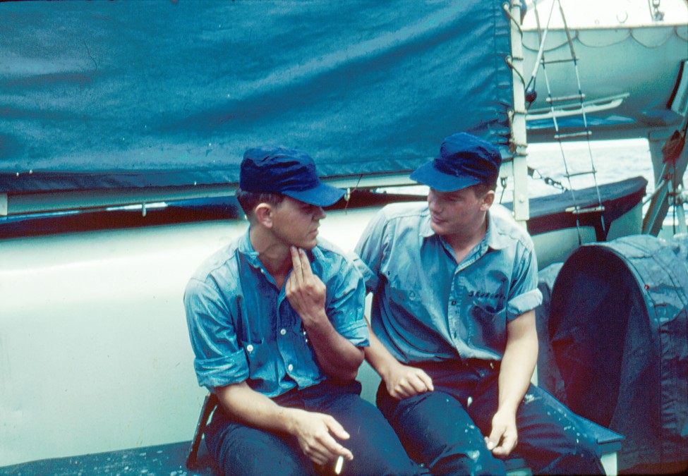 Royal Canadian Navy : H.M.C.S. Ste Therese, two crew members, Yeager and Srubowich.